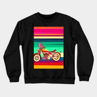 FUNKY RETRO STYLE MOTORCYCLE ON A BEACH Crewneck Sweatshirt